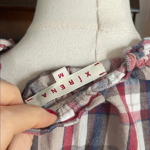Xirena Plaid Ruffle Collar Women’s Top Cotton Medium - Picture 9 of 9